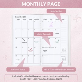 KONVINIT Christian Pocket Calendar 2025-2027, Monthly Planner 2025-2027 - 3.7" x 6.7" - Runs from July 2025 Until December 2027, Pocket Calendar 2026 with PVC Cover for Office, School & Home Supplies