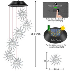 WENANA - Campanas solares de girasol que cambian de color, luces al aire última intervensión, el mejor regalo para mamá, abuela, mujeres, esposa, tía, hermana, campanilla de viento móvil única, decoración del patio del día de la madre