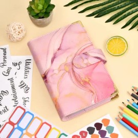 Carpeta Organizadora A6 para Presupuesto de Cuero PU Rosa con 12 Sobres y Planificador