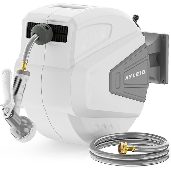 Retractable Garden Hose Reel,1/2 in X 65 Ft Wall Mounted