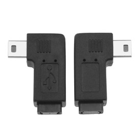 ECSiNG Pack of 2 Mini USB 5-Pin Male to Micro USB Female Adapter 90 Degree Left Right Angled Charging and Data Transfer Plug Converter Adapter