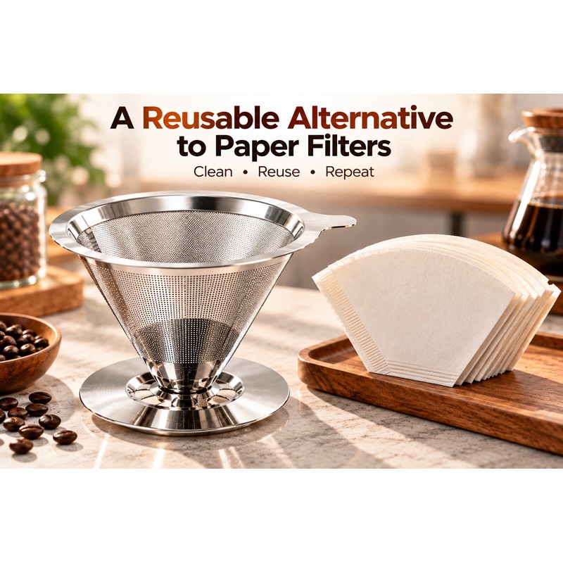 Premium Reusable Coffee Filter for Pour-Over Brewing – Double-Layer 304