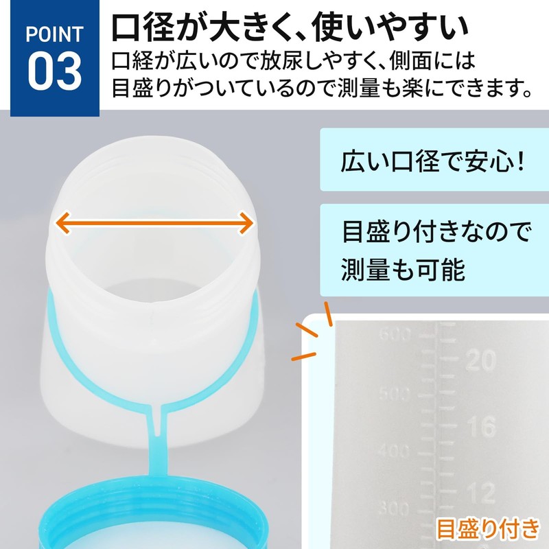 【Cata-MEDICA】 尿瓶 男性用 内容量1L 医療機器メーカー選定品 口径が広い 持ち運びしやすい こぼれない しびん 介護