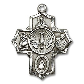Heartland Store Women's Sterling Silver 5 Way Cross Pendant & Dove Center Design - Pendant Only| USA Made