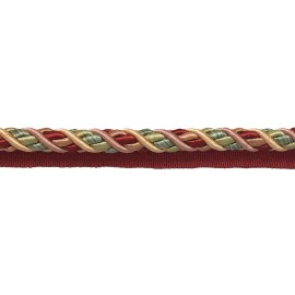 DÉCOPRO Red Pink Green Cream 7/16" Decorative Lip Cord Rose Bouquet [By The Yard]