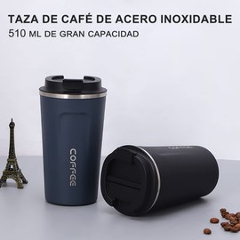 MOYAC Termos para Cafe de 510 ml, Termo Agua de Gran Capacidad de Acero Inoxidable, Termo Cafe al Vacío para Conservación del Calor y el Frío, Adecuada para Preparar Leche, Café, Té (Negro)