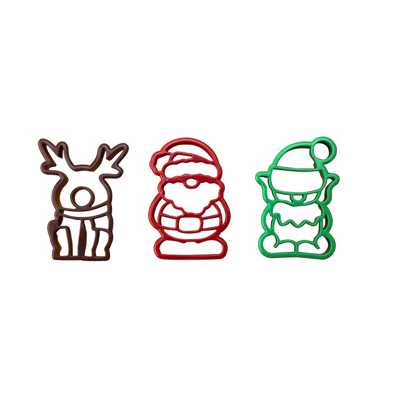 JOIE KITCHEN GADGETS 3pc Plastic Christmas Cookie Cutters Set: Elf,