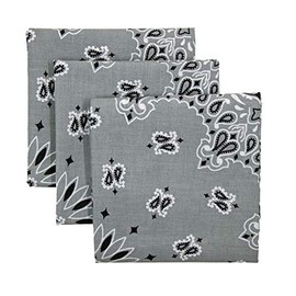 American Heritage Cotton Bandanas - Made in USA - Sold by Vets - Pack of 3 (Light Grey)