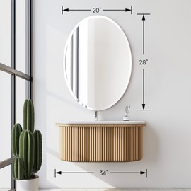 Luxbaro 20x28 Inch Frameless Oval Bathroom Mirror, Bathroom Mirror for Over Sink, Beveled and Polished, Decorative Wall Mirror for Bathroom, Bedroom, Vanity, Entryway, Modern & Elegant Look