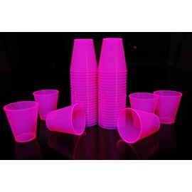 DirectGlow 2oz Neon UV Blacklight Reactive Glow Party Shot Glasses (200-Count, Pink)