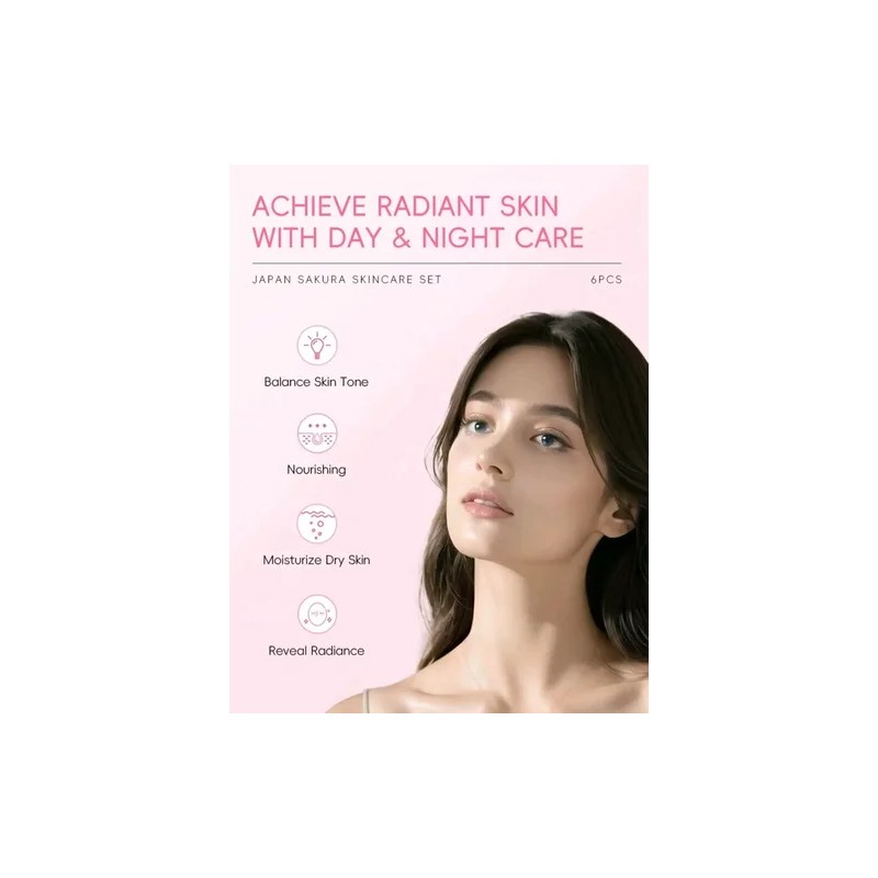 Set Cuidado Facial Sakura 6pzs Piel Radiante Rejuvenece!