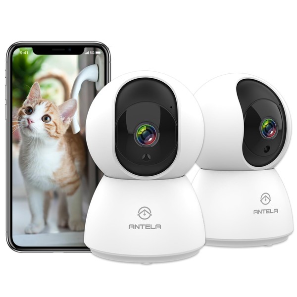 ANTELA Indoor Surveillance Camera, 2.4GHz/5GHz, 1080P WiFi Indoor Camera, 355°/90°,