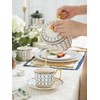 CwlwGO-7 Oz Bone China Blue Tea Cup and Saucer Service