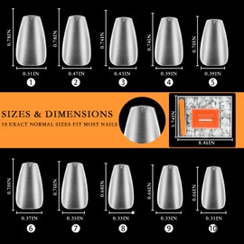 MASAIGGE Matte Short Coffin Nail Tips for Nail Art, 500Pcs Press On Nails Fake Gel Nails False Nails Pre-Shaped Pre-Buff Nail Extensions Acrylic Nails Manicure DIY Home 10 Sizes with Nail File
