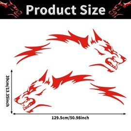 TOMALL 50'' 2Pcs Wolf Car Sticker Decal for Car Body Side Stickers Auto Wolf Graphics Racing Sports Stripes Stickers for SUV Off-Road Vehicles Car Hood Trunk Universal Waterproof Vinyl Sticker (Red)