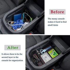 JDMCAR Center Console Tray Organizer Compatible with Toyota RAV4 Accessories 2024 2023 2022 2021 2020 2019 and 2021-2024 RAV4 Prime, Armrest Insert Container ABS Material Secondary Storage Box-Red