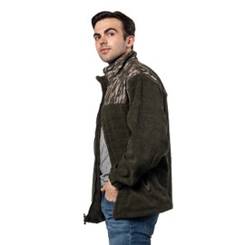 TrailCrest Men's C-Max Full Zip Fleece Jacket, Mossy Oak Shadow Grass Blades Camo,Olive Heather,X-Large