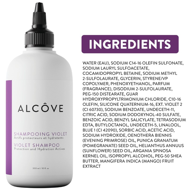 Alcôve - Violet Shampoo - Evening Primrose Oil, Mango Extract,