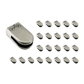 Fudatong 24 PCS 304 Stainless Steel Round Glass Clamp 1/4-5/16 Inch (6-8 mm) Adjustable Glass Bracket Flat Back Glass Clip Clamps Holder for Balustrade Staircase Handrail 24 Pack