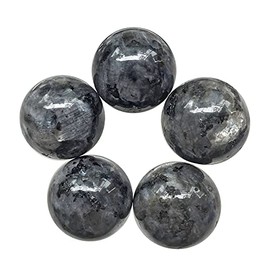 Ladeukoi 5Pcs Black Labradorite Crystal Sphere Ball Set, Polished Healing Energy Mineral Gemstone Balls for Reiki Chakra Decoration Fengshui 20mm