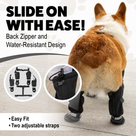 Hokkaido Paws Dog Suspender Boots - Water Resistant Zippered Dog Shoes for Winter - S M L XL 2XL Boots for Dogs with Detachable Buckles - Comfortable Boot Straps Dog Paw Protector (XL)