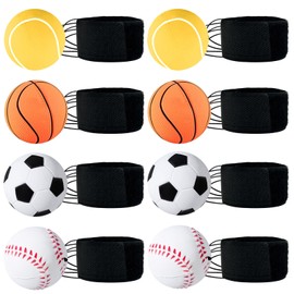 QHSXMQ 8pcs Rebound Wrist Ball, Spring Ball on A String, Sports Wrist Ball, Wrist Return Ball Sport, Return Balls on Elastic Rope for Wrist Exercise or Play, Wrist Band Ball for Kids Training