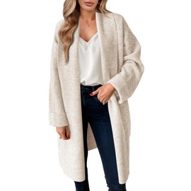Saodimallsu Womens Open Front Chunky Cardigan Long Oversized Loose Knit Coatigan Sweater Jacket 2024 Fall Coats Apricot