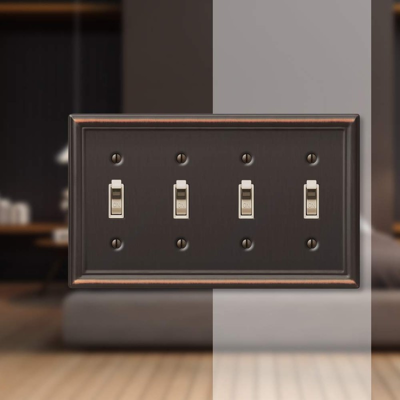 Amerelle 149T4DB Chelsea Wallplate, 4 Toggle, Aged Bronze