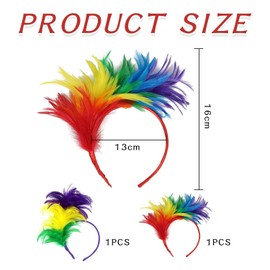 Pack of 2 Colourful Feather Headbands, Rainbow Decorated Headbands, Carnival Headbands, Pride Accessories, Pride Fancy Dress, Hair Accessories for Party, Holiday, Show, Prom