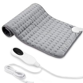 Almohadilla Térmica, Cobijas Eléctricas para Alivio de Dolores de Espalda, Hombros y Cuello, 10 Niveles de Calor y 3 Ajustes de Temporizador con Apagado Automático, Calentamiento Rápido Gris