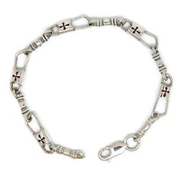 Acts Bracelet Fishers of Men Sterling Silver Regular Link, Maltese Cross Design