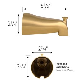 Design House 583898 Pull-Up Tub Diverter Spout, Satin Gold