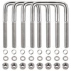 4 Sets 304 Stainless Steel Square U-Bolt Kits, Heavy Duty