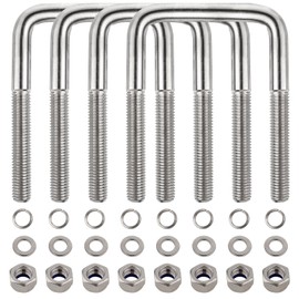 4 Sets 304 Stainless Steel Square U-Bolt Kits, Heavy Duty U-Bolt with Nuts,Flat and Lock Washers for Boat Trailers,Automobiles Trailers,Ski Boats,and Sailboat Trailers (1/2" D x 3-1/16" W x 4-5/16" L)