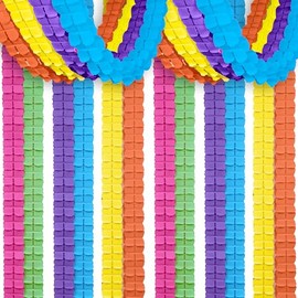 KatchOn, Colorful Four Leaf Clover Paper Garland - Pack of 12 | Crepe Streamer for Mexican Party Decorations | Paper Flower Garland for Hawaiian, Summer, Luau,Rainbow Birthday Party Decorations
