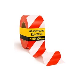 notlok Safety Work – Absperrband Rot Weiß [ 200 M x 70 mm ] aus PET | robustes, wetterfestes Flatterband für Bau & Event | Trassenwarnband mit hoher Sichtbarkeit | reißfest & UV-beständig