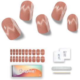 Osesshia Semi Cured Gel Nail Strips, 20 pcs Nail Wraps, Glaze Gel Nail Stickers, Salon Quality French Manicure, Full Decal Gel Polish Strips, Long Lasting Holiday SCG, UV Lamp Required (Sunset Isle)