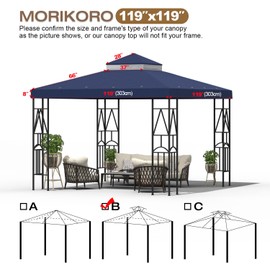 Morikoro 10x10 Canopy Replacement Top Double Tiered Gazebo Cover for Yard, Patio & Garden Durable Sunshade Replacement (Coffee Liqueur+Brown with lace)