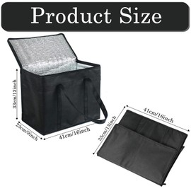 Cool Bag, 30L Cool Bags Large Thermal Food Delivery Bag, Reusable Insulation Shopping Bags, Insulated Picnic Lunch Bag, Large Ice Bag Foldable for Camping BBQ Shopping Work Trip (Black)