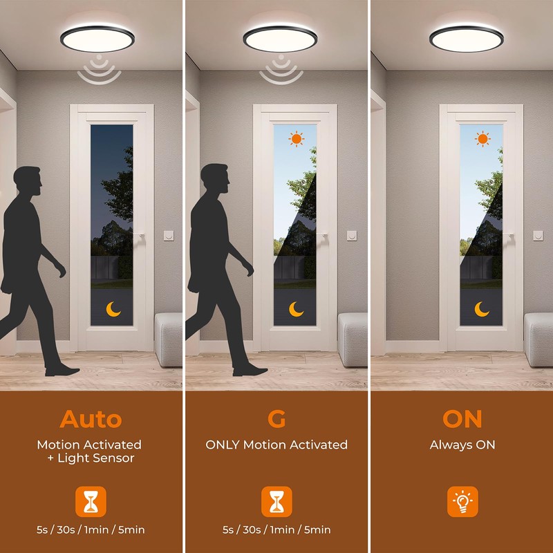 Matane Motion Sensor LED Ceiling Light with Remote, 12 Inch