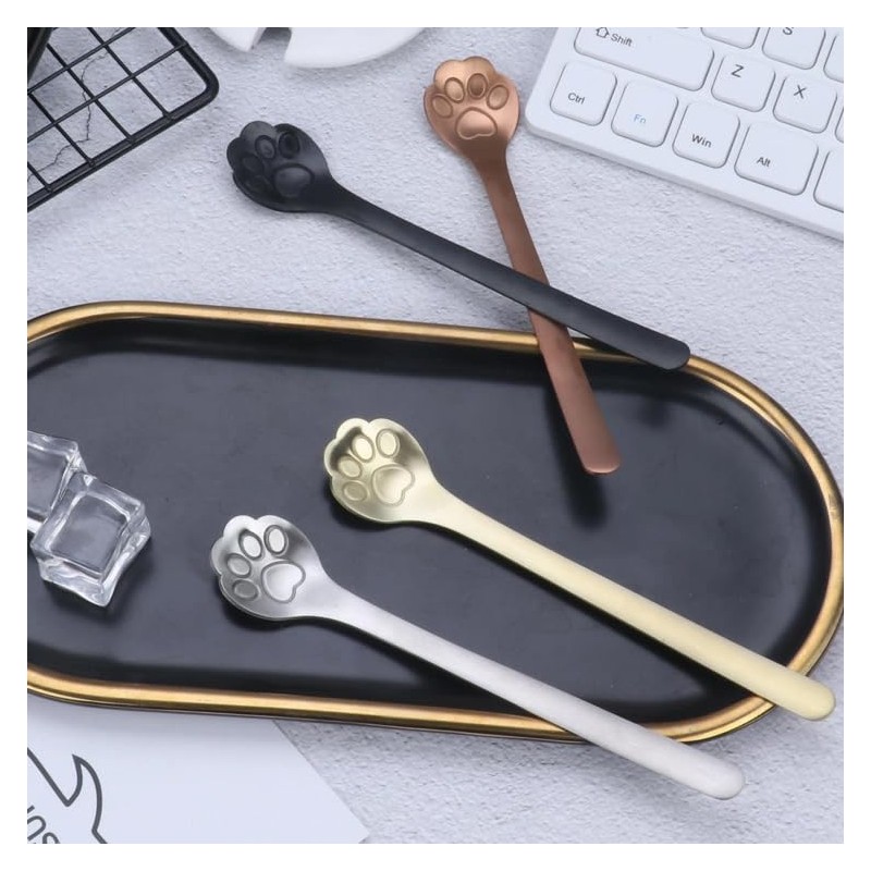 ZASA LIFE Cat Spoon, Hole, Black, Set of 4