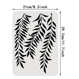 BENECREAT Plant Themed Plastic Painting Stencils, Weeping Willow Reusable Drawing Template for Art Painting, Scrabooking, DIY Decor Walls Rooms and Furniture, 30x21cm