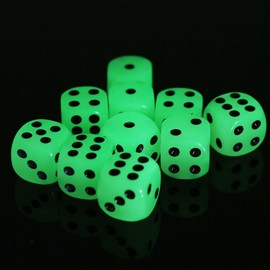 Lack Labo Glow in the Dark Dice, Set of 12, 0.6 inches (16 mm), Lightly Glowing Dice, Translucent, 6-Sided, Sogoroku, Table, Storage Bag Included