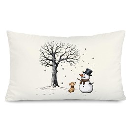 Dilemat Winter Snowman Snowflake Pillow Covers 12x20,Christmas Throw Pillow Covers,Rustic Winter Decor,Christmas Decorative Lumbar Throw Pillow Covers for Couch Bed Home Bedroom Living Room