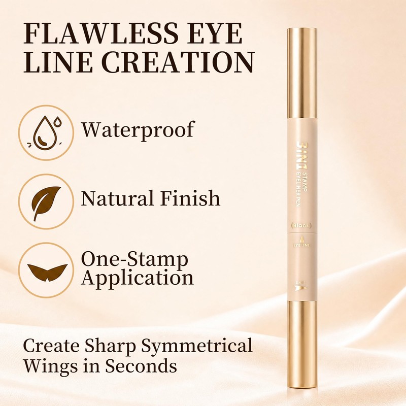 Winged Eyeliner Stamp, 3 in 1 Waterproof Eyeliner Liquid Liner