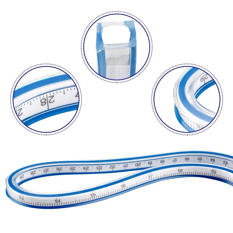 Tabanzhe Flexible Curve Ruler, 60cm Bendy Ruler Vinyl Curve Ruler