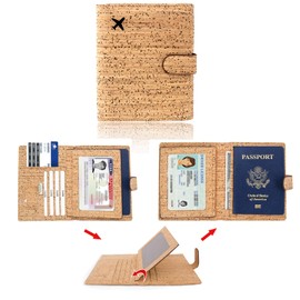 Boshiho Passport Holder, Travel Wallet, RFID Blocking Organizer for Passport, Credit Card, Money, Boarding Passes, Travel Accessories for Men and Women, cork, 主义