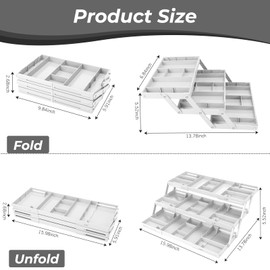 3-Tier Drawer Organizer Collapsible Small Junk Drawer Organizer Multi Level Expandable Smart Drawer Organizer and Desk Organizer for Makeup, Jewelry, Office Desktop Organization (1 Row 3 Tier）