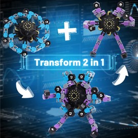 Cool Robot Fidget Spinner Toys for Kids Adults,Desk Toy Finger Hand Spinner for Boys Transformable DIY Deformed Mechanical Spiral Fingertip Gyro Novlety Toy Party Favors Goodie Stuff 8 PCS