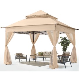 ABCCANOPY Pop Up Gazebo 11x11 - Outdoor Canopy Tent with Mosquito Netting for Patio Garden Backyard (Khaki)